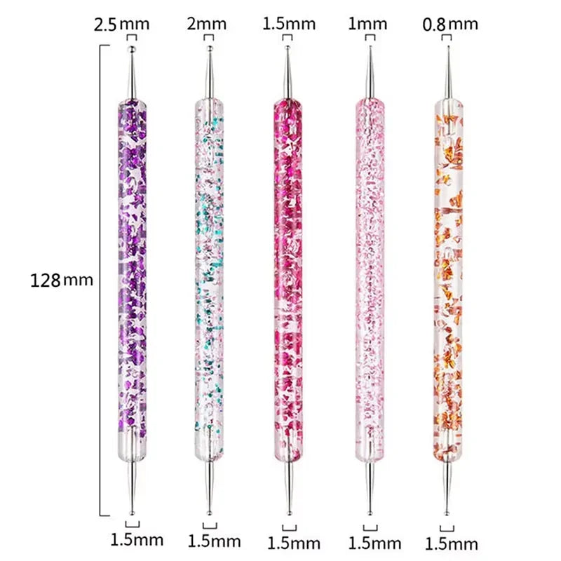 Nail Art Liner and Dotting Pen Set with 5 Dual-Ended Tools for Fine Lines, Dot Patterns and UV Gel Painting, DIY Home Manicure and Salon Decoration