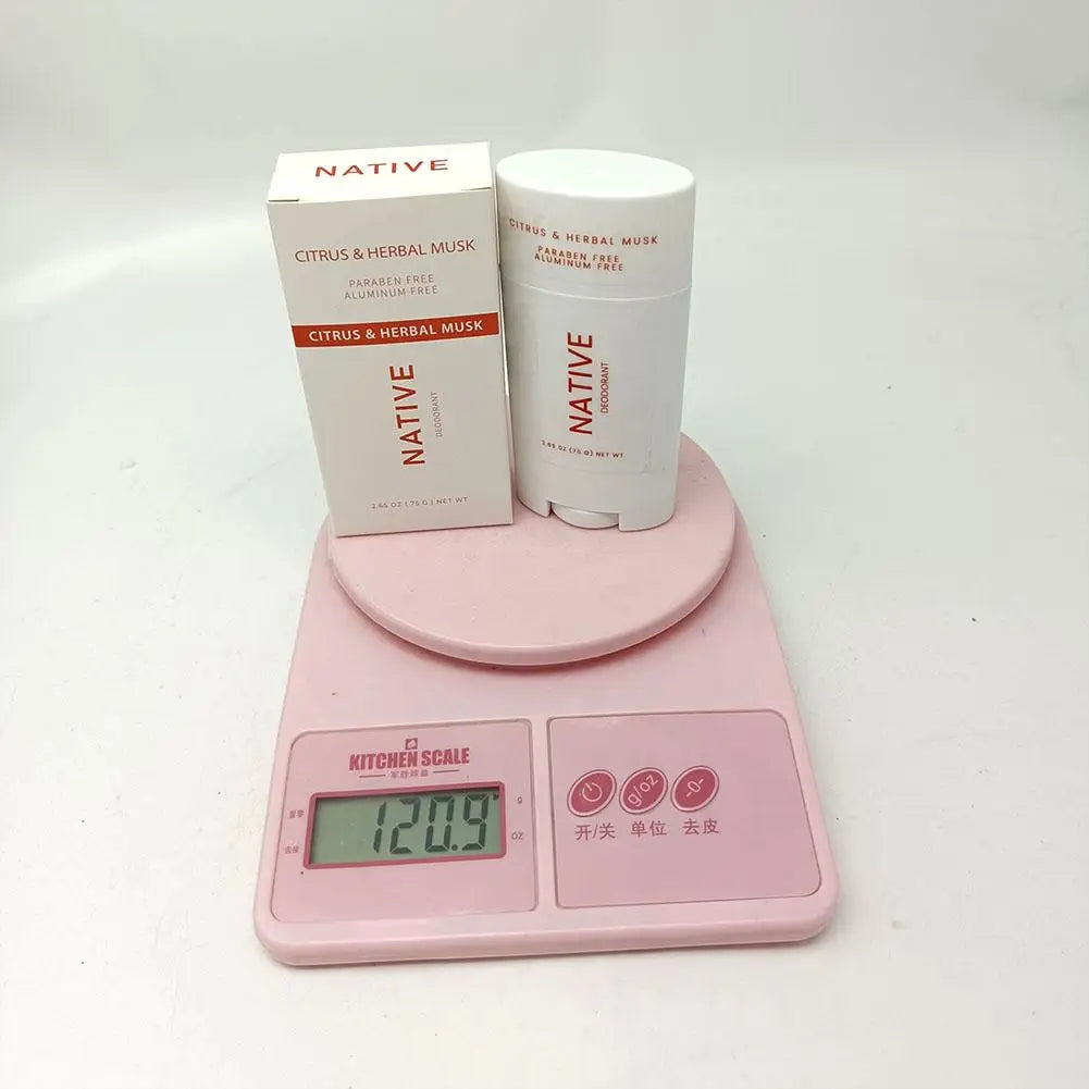 Body Deodorant Stick with Listed 75g Net Content and Twist-Up Solid Format, A to E Scent Option Labels for a Label-Guided Everyday Personal Care Routine