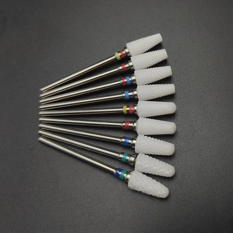 TC-SJ Ceramic Nail Drill Bit, Single Zirconia Milling Accessory with 2.35mm Shank and Bag Packaging for Compatible Professional Electric Manicure Tools