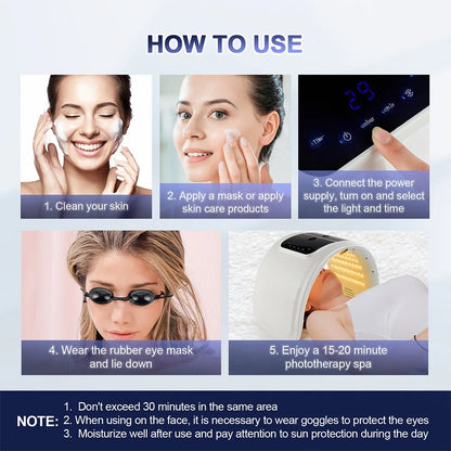 Seven-Color LED Skin Care Device with 100 LEDs, Foldable ABS Design and Touch Controls, Separate Spray or No-Spray Versions with Four Plug Options