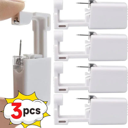 Disposable Ear Piercing Device with Built-In Earring, White Plastic and Stainless Steel Tool in Single or Multipack Options for Professional Assessment
