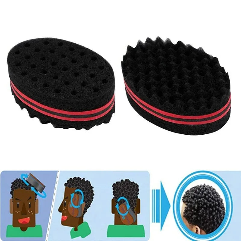 Twist Hair Sponge Styling Selection with Curling Brush, Grid Comb and Metal Hair Pick References, Three Coded Options for Personal Hair Shaping and Grooming