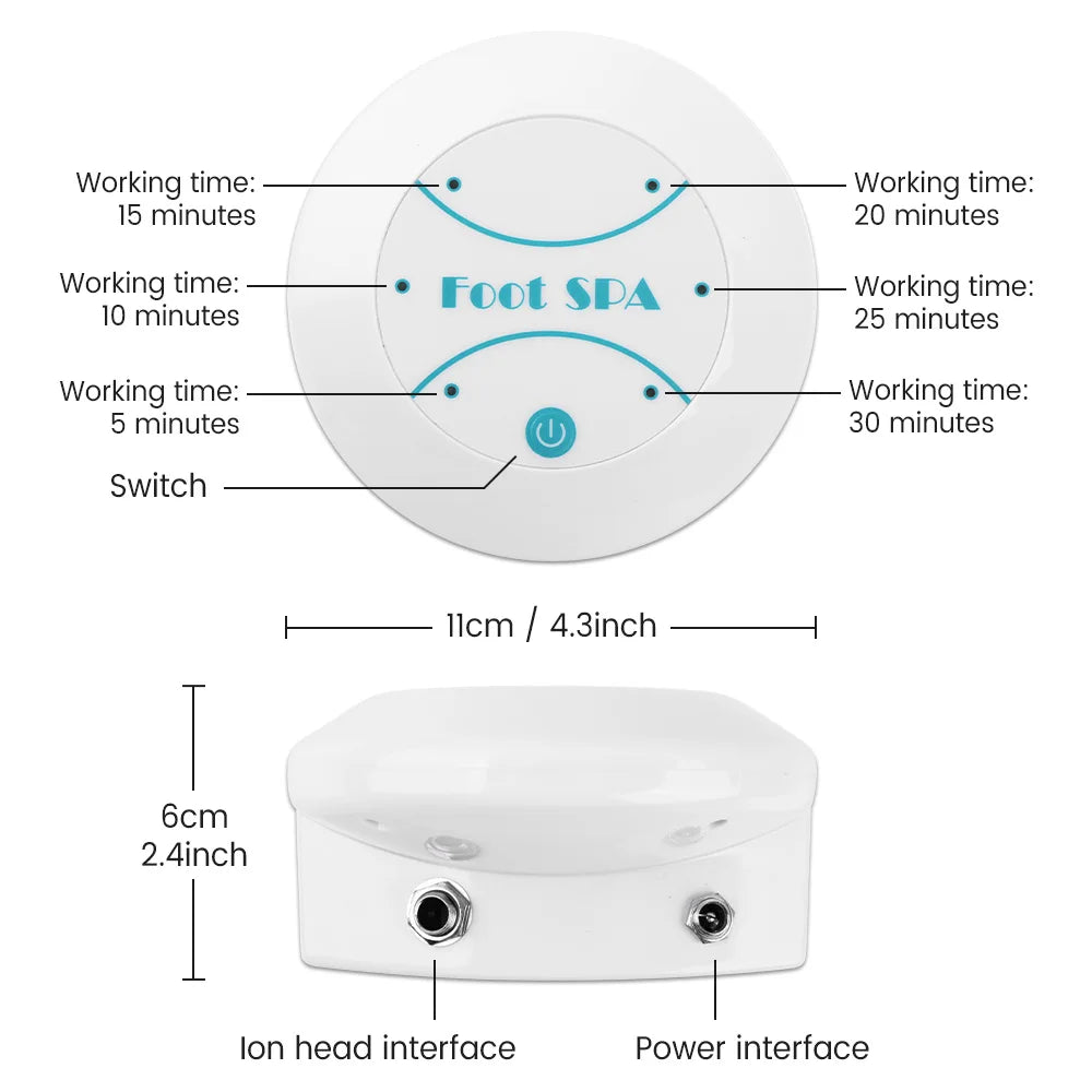 Ionic Foot Bath Machine with Basin, Electric Foot Spa Set with 30-Minute Cycle, Indicator Lights and US, EU, UK or AU Plug Options for Home Foot Care