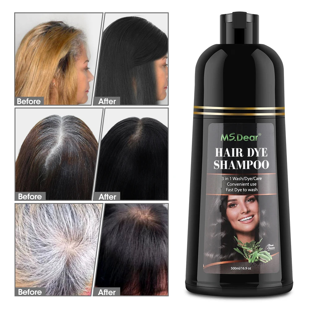 Black Hair Dye Shampoo for Adult Gray Coverage, Listed 500ml Options for Men and Women Seeking At-Home Black Hair Color with Shampoo-Style Application