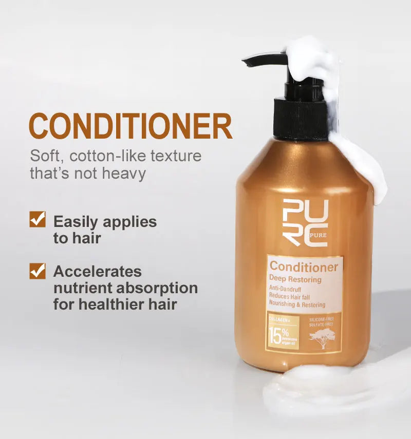 Argan Oil Shampoo and Conditioner by PURC with 300ml Shampoo, 280ml Conditioner and Set Options for Cleansing and Cosmetic Smoothing Hair Care