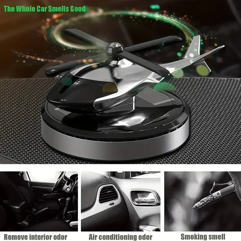 Solar Helicopter Car Air Freshener with Rotary Propeller Design for Vehicle Interior Styling, Decorative Perfume Diffuser in Seven A and B Model Color Options