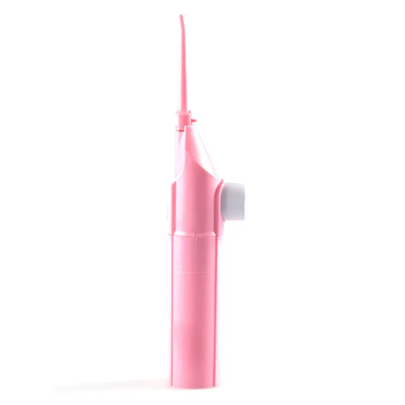 Manual Oral Irrigator with Portable Plastic Design, Hand-Operated Water Flosser in Black, Blue or Pink for Everyday Home and Travel Oral Care Routines