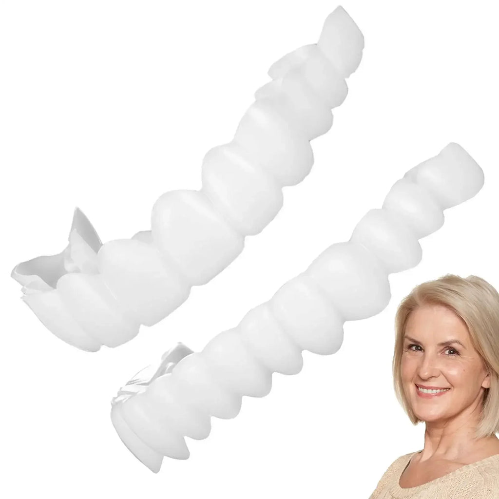 Temporary Cosmetic Teeth Covers, One Upper and Lower Pair with Listed Heat-Moldable Design for Adult Smile Appearance, Dental Fit Review Before Use