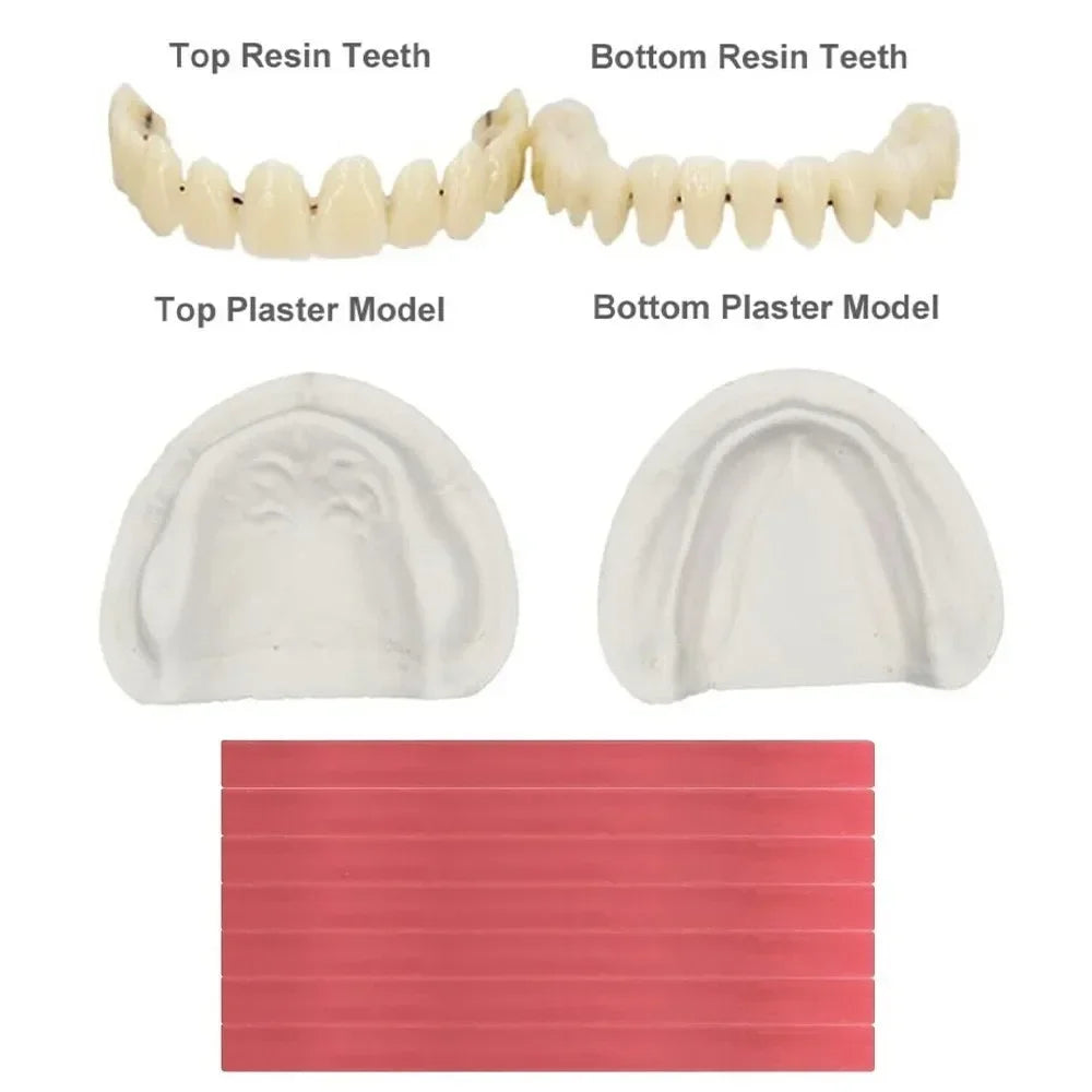 Denture-Style Resin Teeth and Wax Kit, 1Set Selection with Upper and Lower Configuration References for Adults, Professional Dental Fit Review Required