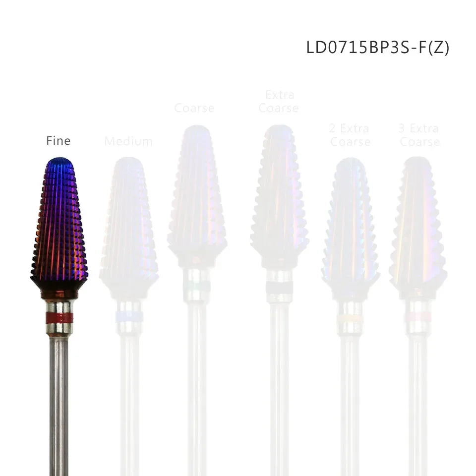 Tornado Carbide Nail Drill Bit by HYTOOS with Purple-Red Coating and Listed 3/32-Inch Shank, Six Grade-Labeled Options for Compatible Gel Removal Tools