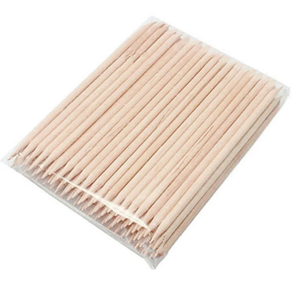 Orange Wood Nail Sticks in 100 or 500-Piece Options, Double-Sided Cuticle Pushers for Manicure, Pedicure and At-Home Nail Art Routines