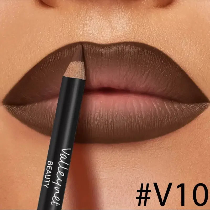 Four-Piece Lip Makeup Kit with Three Lip Liners and One Lip Glaze, Matte Effect Reference and Three Numbered Set Options for Adult Everyday and Occasion Looks