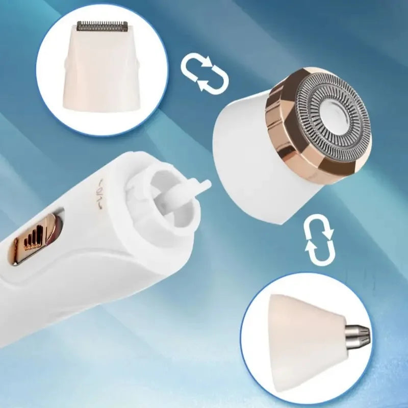 3-in-1 Women's Shaver and Trimmer with USB Charging for Underarm, Eyebrow and Nose Hair Grooming, Green, Pink or White Options for Home Use