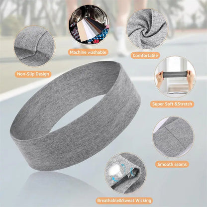 Elastic Sports Headbands for Women, Seven-Piece Stretchy Cloth Hairband Set in Black, Pink, Grey or Style Selections for Yoga, Running and Casual Hair Styling