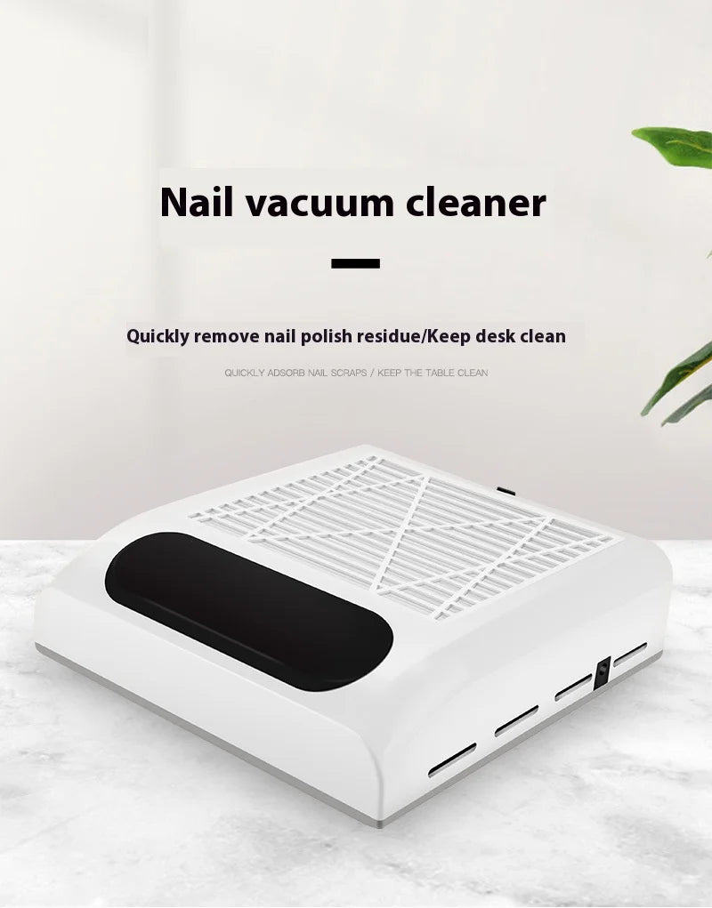 Detachable Filter Nail Dust Collector in White with EU Plug Option, Electric Vacuum Fan Reference for Acrylic Filing and Adult Manicure Workstation Setup