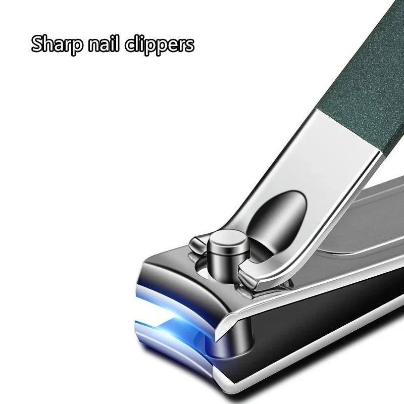 Nail Clipper Manicure Set with Six-Piece Option Labels, Nail Scissors and Clipper References, Black or Green Personal Grooming Kit for Home and Travel