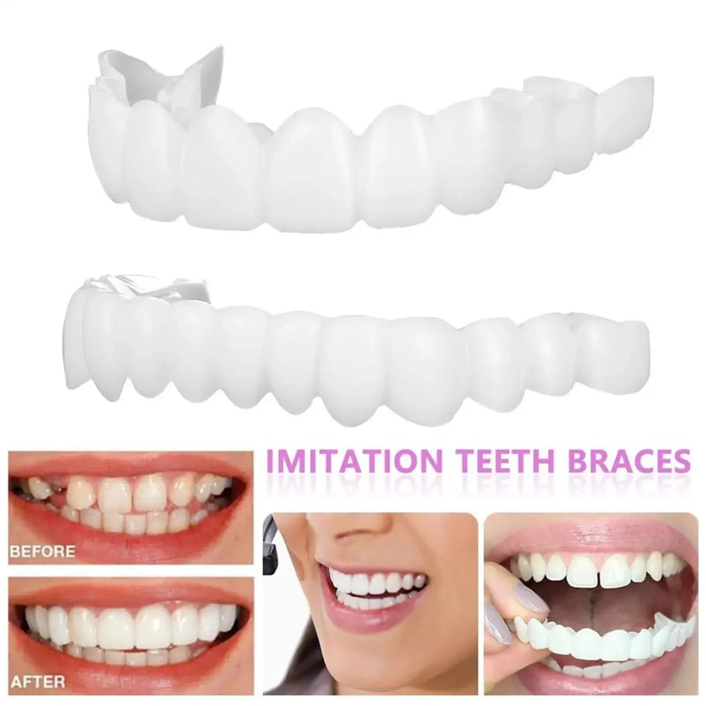 Temporary Cosmetic Teeth Covers, One Upper and Lower Pair with Listed Heat-Moldable Design for Adult Smile Appearance, Dental Fit Review Before Use