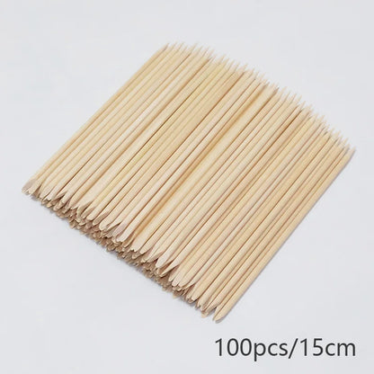 Wooden Cuticle Pusher Sticks by Lurayee, 7.5 to 15cm Length Options for Nail Art Detailing, Rhinestone Placement and Manicure Sticker Application