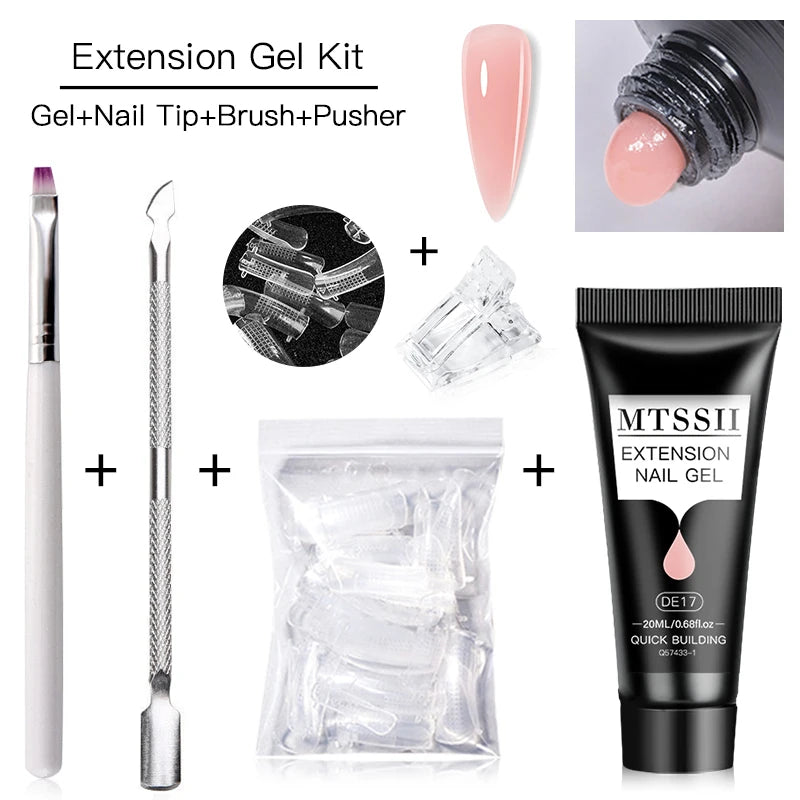 Poly Nail Extension Gel Set by Mtssii, Listed 5-Piece 20ml UV LED Curing Gel with Eight Coded Options for Adult Nail Sculpting and Manicure Designs