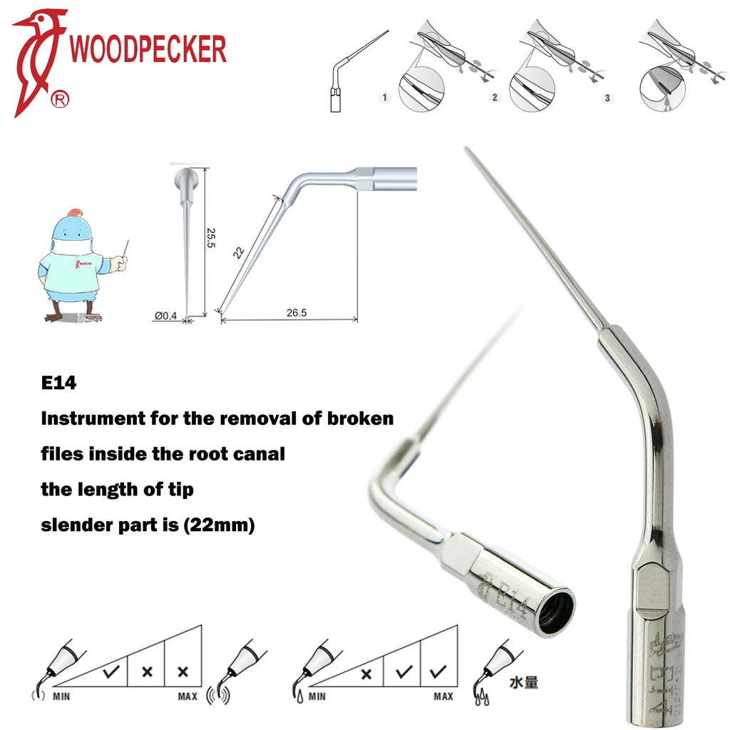 Ultrasonic Scaler Handpiece and Tip Options by Woodpecker, HW-5L LED Handpiece or P, E and G Series Tips for Compatible Dental Equipment