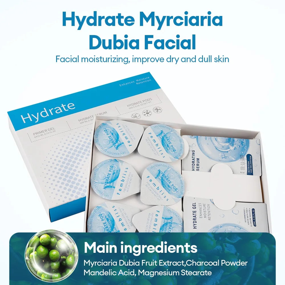 Facial Pod Serum and Gel Kit with Listed Six 8g Pods, Six 8ml Serums and Six 15ml Gels, Seven Type Choices and Separate Bubble Pen Option