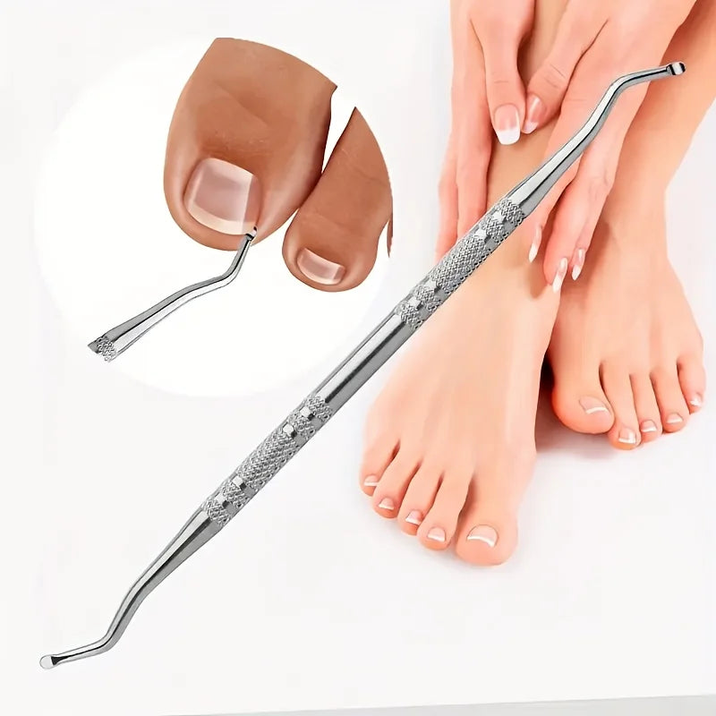 Nail Cleaning Tool Set, Three-Piece Manual Manicure and Pedicure Selection with Multifunctional File References for Adult Personal Grooming Routines