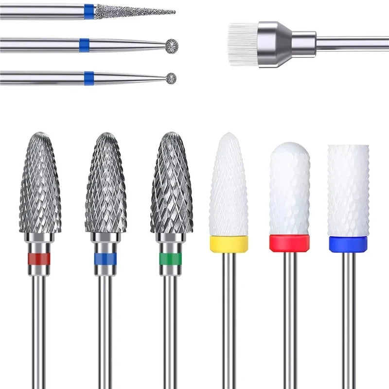 Nail Milling Cutter Set with Listed 13-Piece Assortment, Rotary Polishing Head Accessories for Compatible Manicure Machines in Twelve Numbered Options