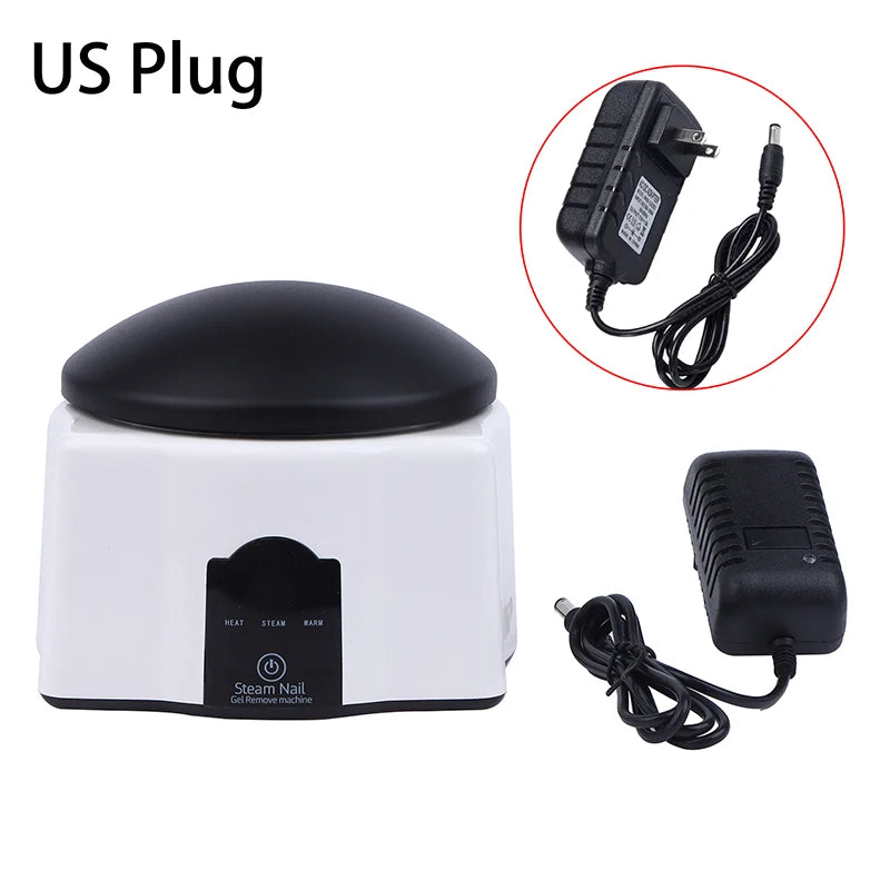 Electric Steam Nail Polish Remover with Listed 36W Power and 12V 3A Rating, PP Body, Silicone Pad, Remover Bowl and Two Covers, Four Plug Options