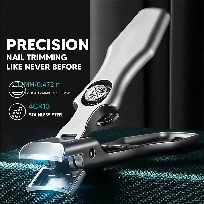Thick Fingernail Clipper, Wide-Jaw Stainless Steel Grooming Tool in Basical Black, Large Silvery or Economy Set Options for Personal Nail Care