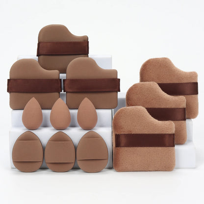 12-Piece Makeup Sponge and Powder Puff Set with Mini Air Cushion Puff and Beauty Egg References, 18 Color and Style Labels for Adult Cosmetic Application