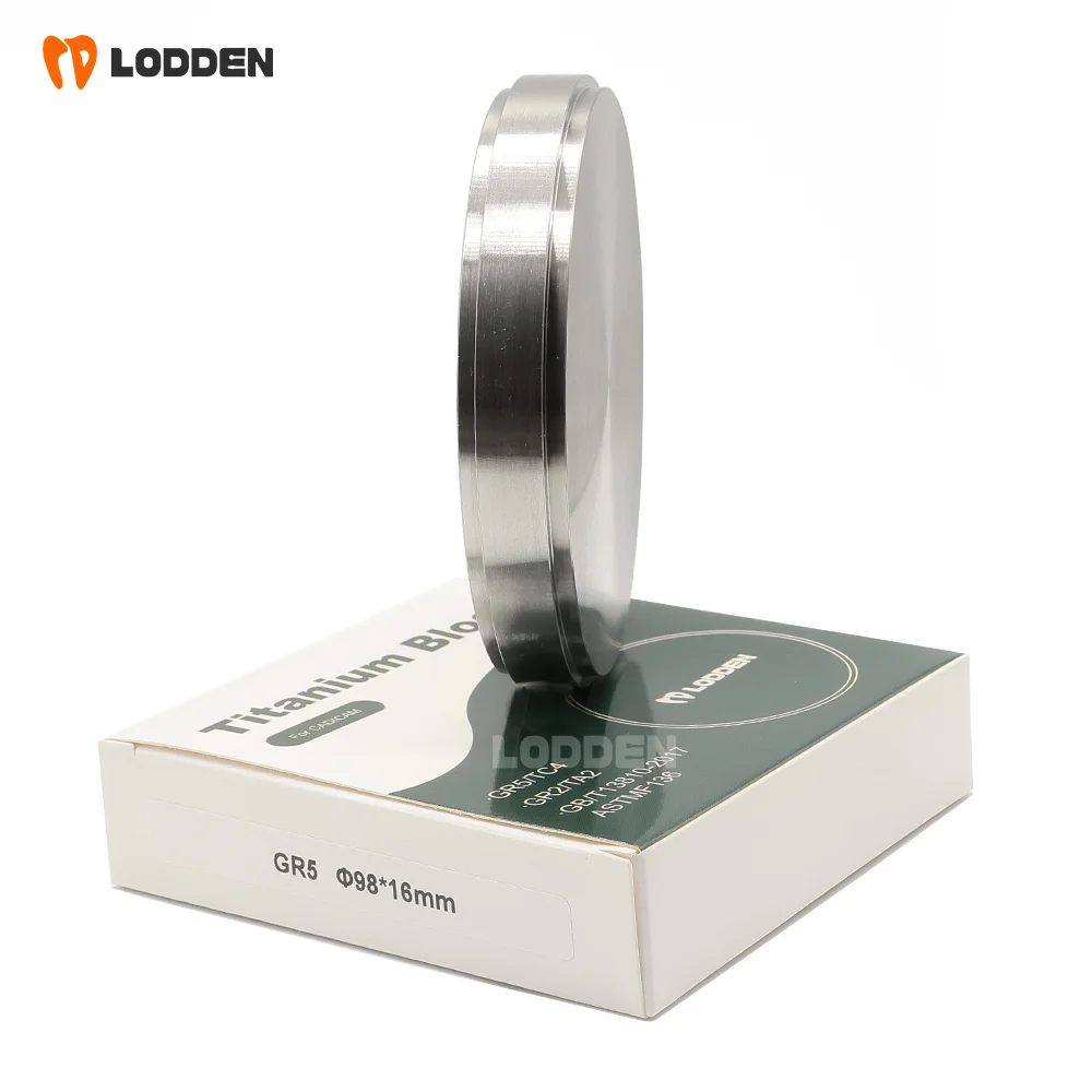 Dental Titanium Milling Disc LODDEN with 98mm Diameter and TC4 GR5 Labels, Eight Thickness Options from 10 to 25mm for Professional CAD CAM Material Review