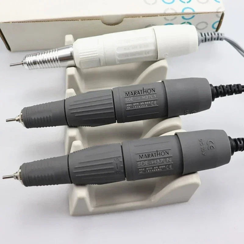 Nail Drill Micromotor Handpiece Options with Listed 2.35mm Bur Size, Twist Tool Exchange and H37LNN, H35SPN or H35SPNN Speed Labels for Manicure Equipment
