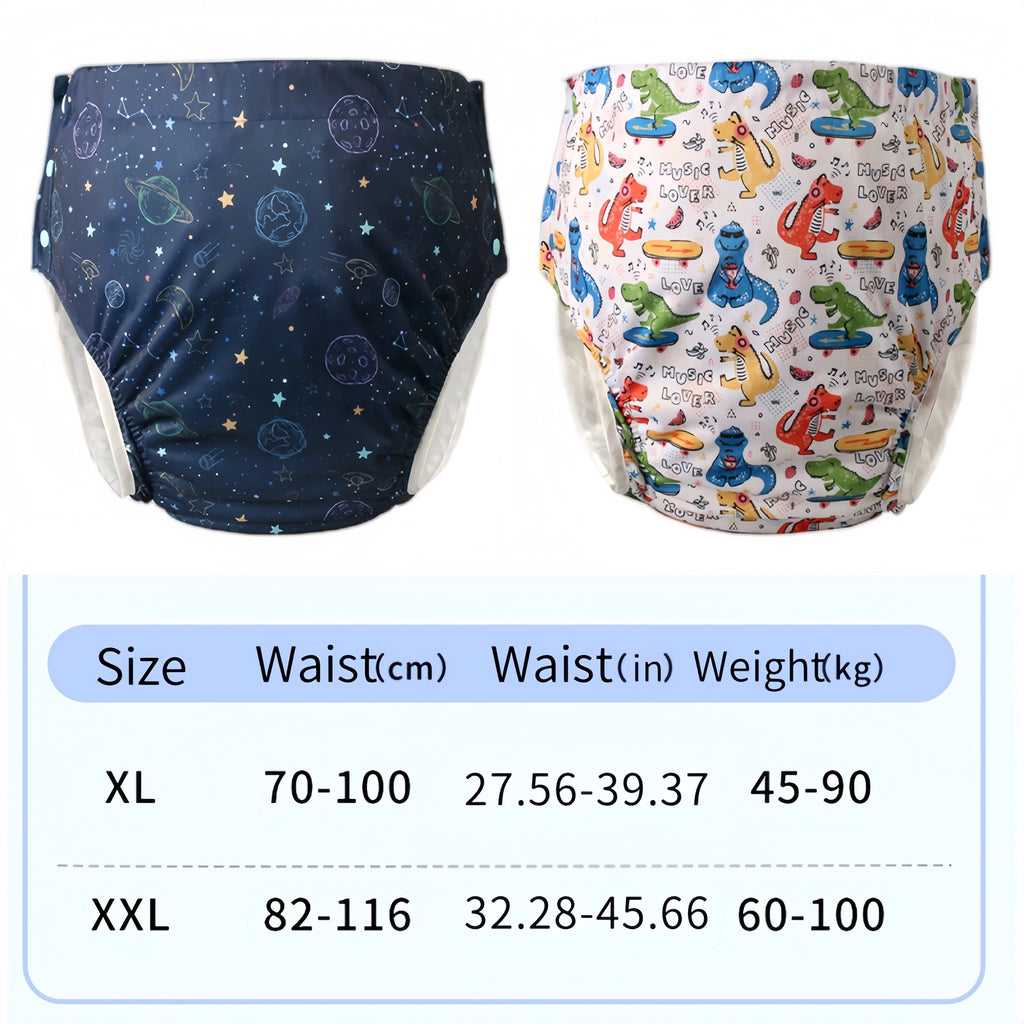 Reusable Adult Cloth Diaper and Insert Options, Listed TPU Waterproof Diaper Pants for Adult Personal Care, XL and XXL Size Labels with Set Selections