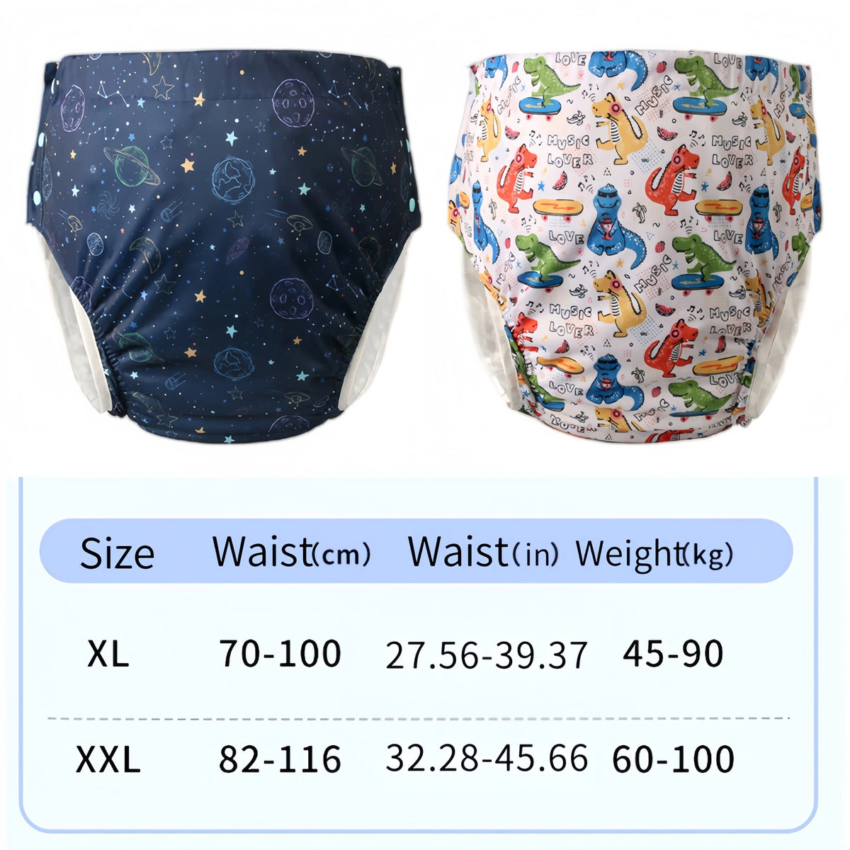 Reusable Adult Cloth Diaper and Insert Options, Listed TPU Waterproof Diaper Pants for Adult Personal Care, XL and XXL Size Labels with Set Selections