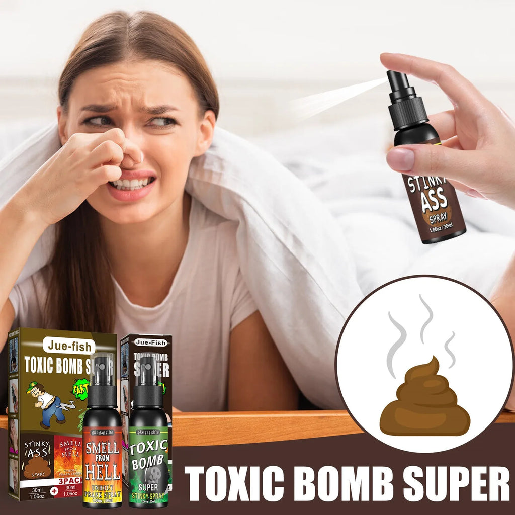 Fart Spray Novelty Liquid with Listed 30ml Pump-Action Bottle, Gag Gift Selection in A, B and C Single-Piece Labels or D Three-Piece Option