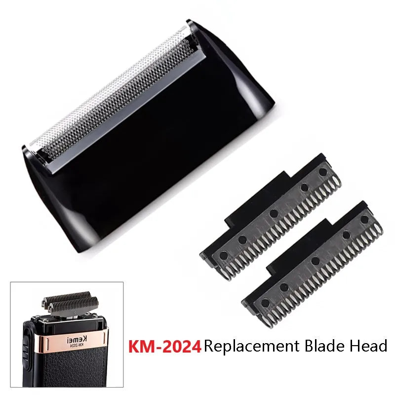 KM-2024 Shaver Replacement Head with Stainless Steel Blade and Mesh Foil Net, Compatible Grooming Accessory for Kemei KM-2024 Electric Razor Maintenance