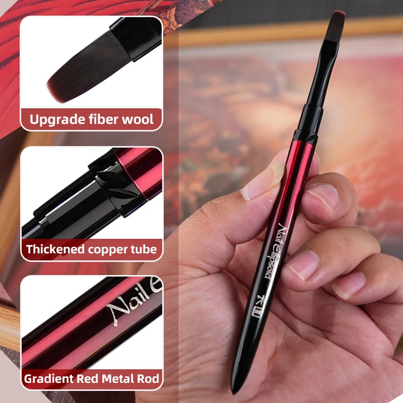 Metal Handle Nail Art Brush Options for Liner, Flower, French and Lace Designs, Individual Brushes, Numbered Bundles or 13-Piece Set with Bucket