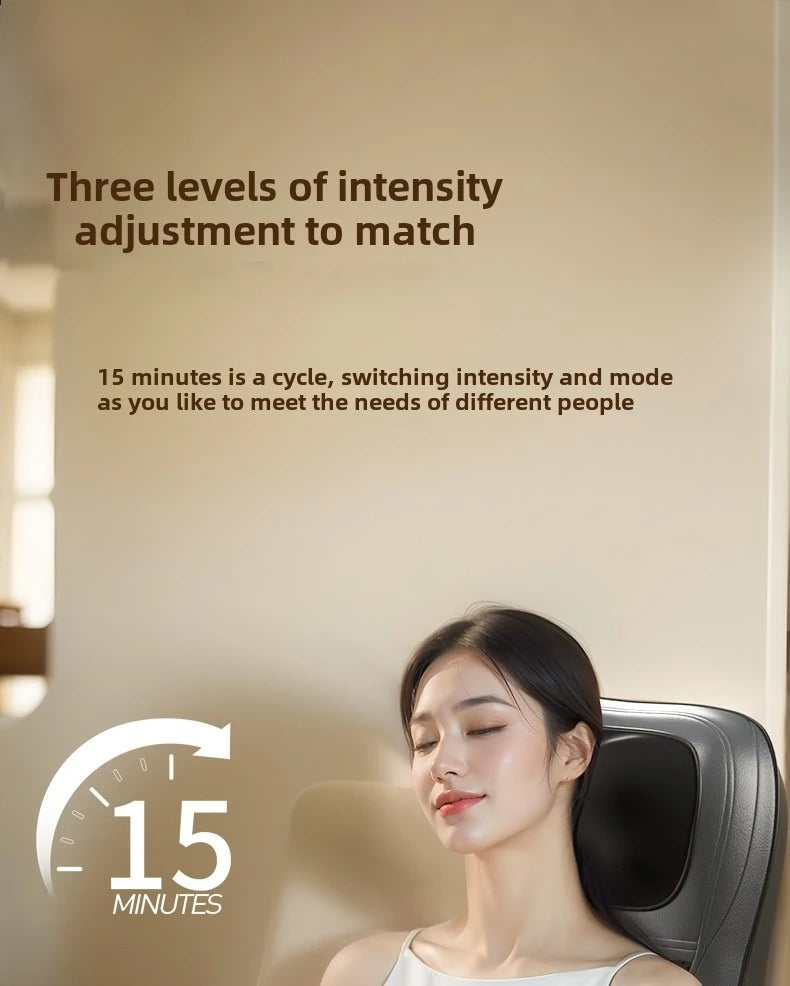 Massage Seat Cushion 5-in-1 Chair Pad with Listed Heat, Vibration and Kneading, US EU UK or AU Plug Options for Compatible Home Seating and Personal Massage Breaks
