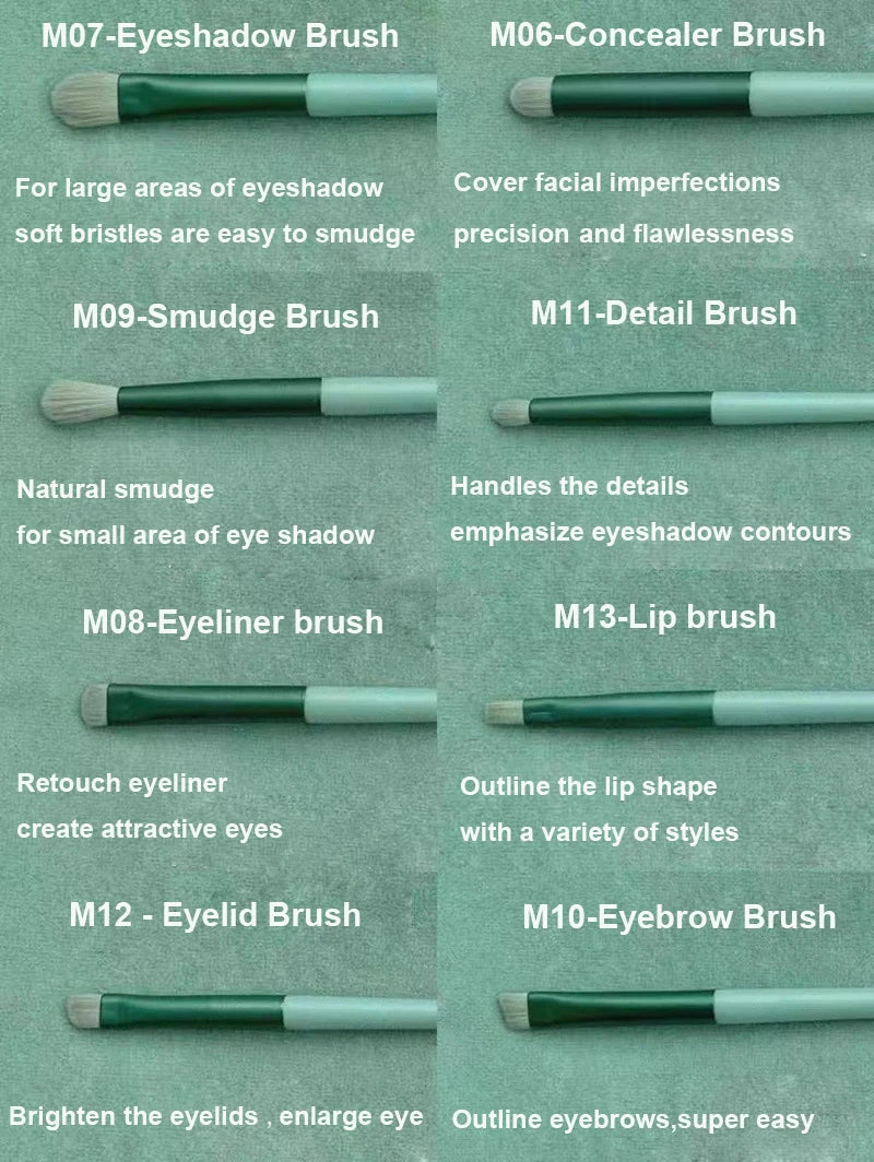 Synthetic Makeup Brush Set with Soft Fibers, Plastic Handles and Aluminum Ferrules, Color Choices and Select Bag Options for Foundation, Eyeshadow and Blush