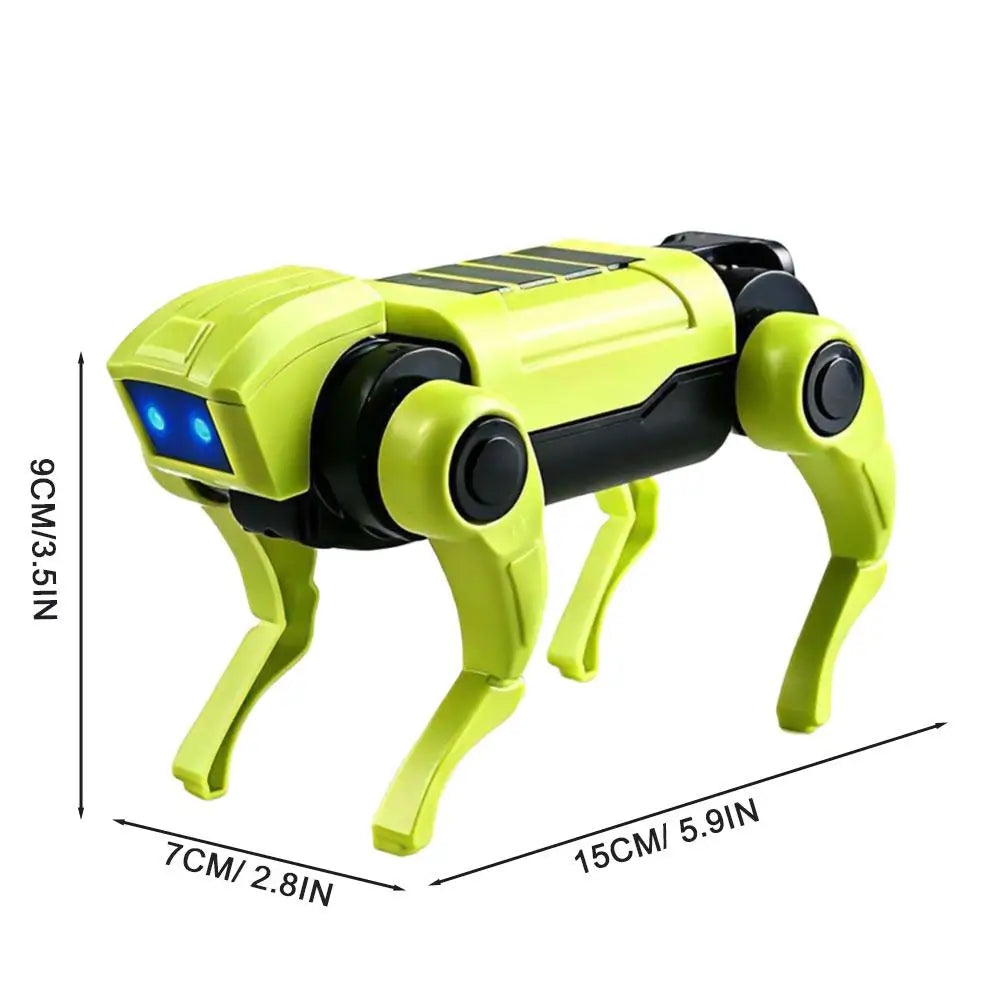 DIY Robot Dog Toy with Walking Movement and Blue LED Eyes, Battery-Powered Mechanical Puppy with Assemble-Yourself Legs in White or Green for Hands-On Play