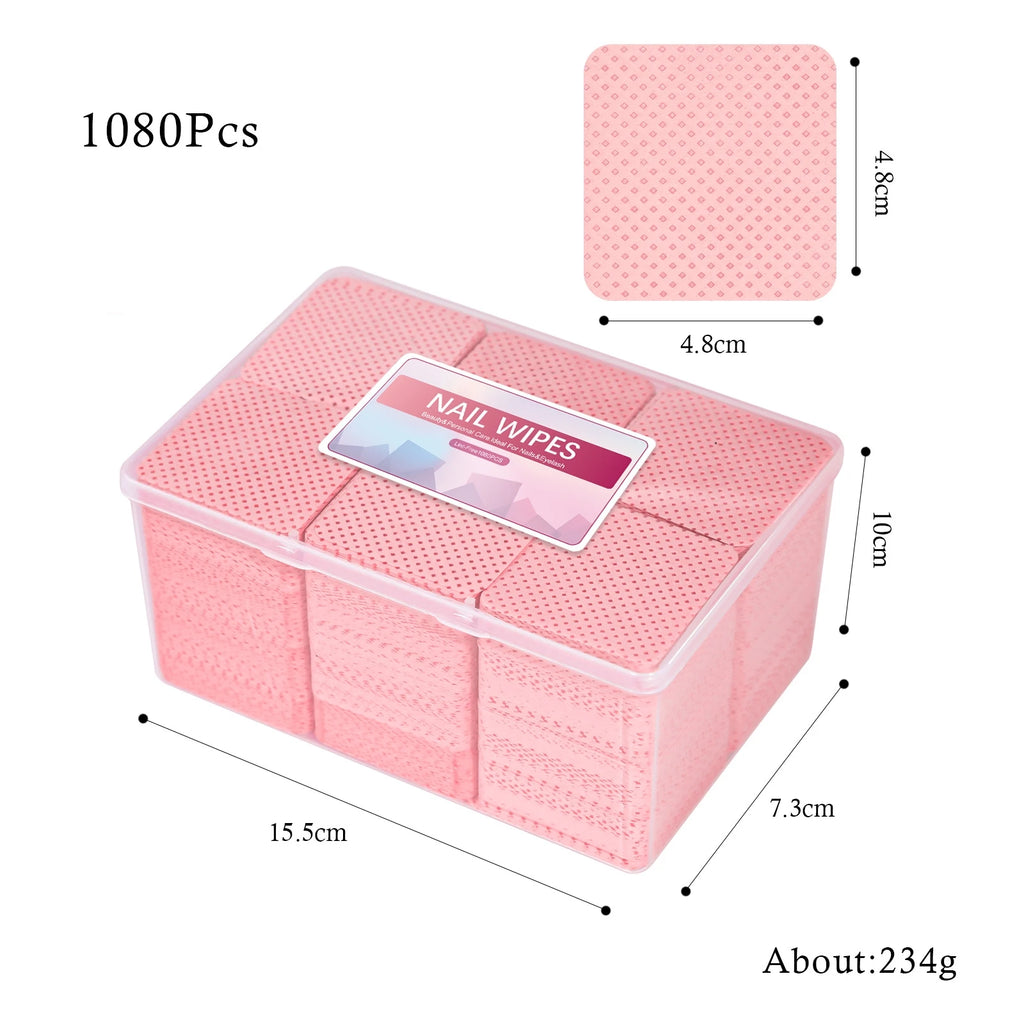 Nail Cleaning Pad Refills with Listed 1080-Piece Quantity and Lint-Free Cotton Reference, A1 to A7 Options for Home and Salon Manicure Supplies