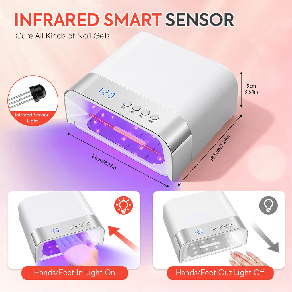 UV LED Nail Lamp Z38 with 36 Listed LEDs, Four Timer Settings and Infrared Auto Sensor, Magnetic Removable Base and White, Diamond or Red Options