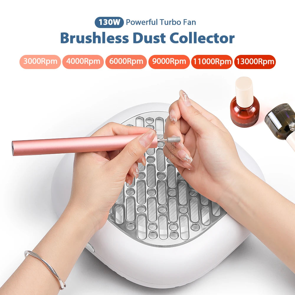 Two-Filter Nail Dust Collector with ABS Body, Adjustable Suction and Listed 23 x 22.5 x 6.9cm Size, Grey, Rose, Silver or Pink Manicure Vacuum Options
