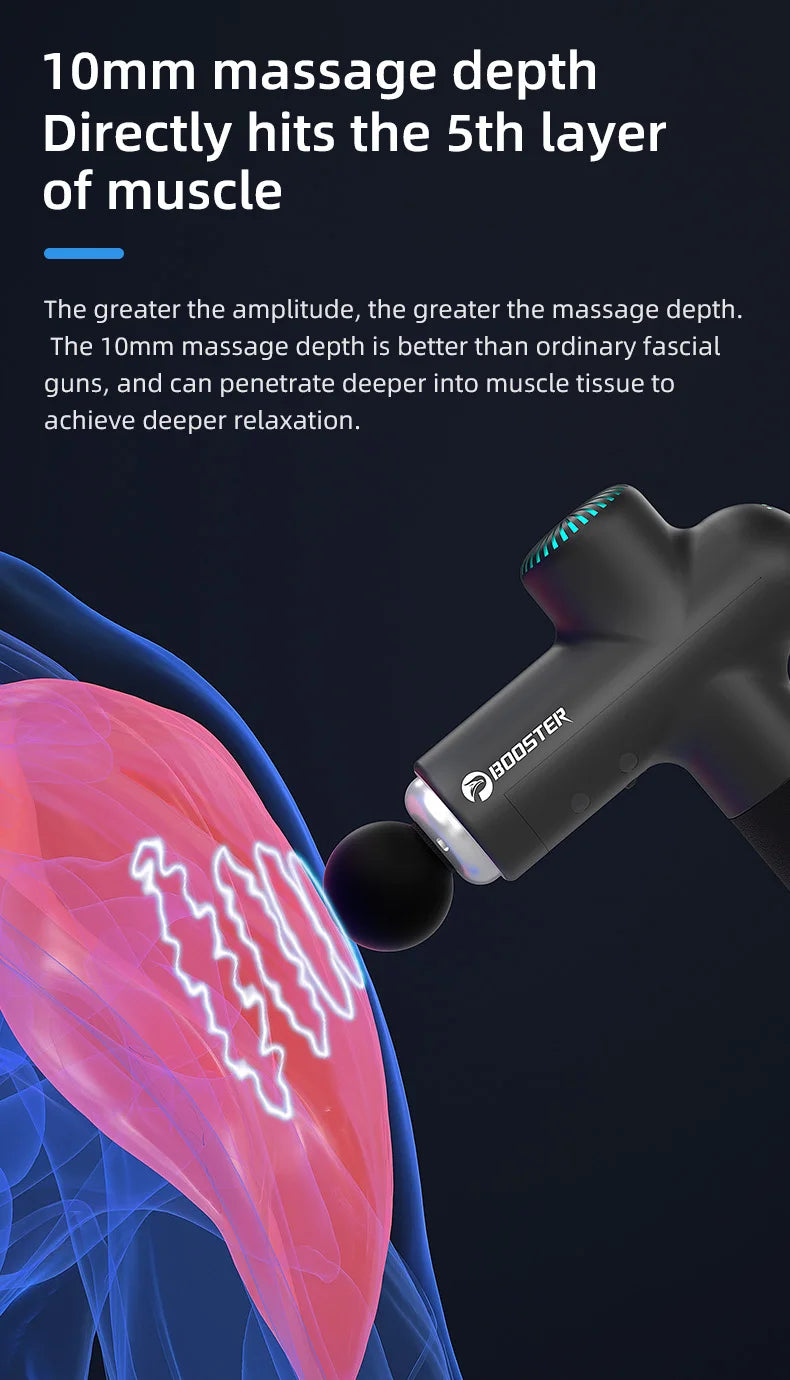 Massage Gun LS by Booster with Type C Charging and Listed 4000mAh 7.4V Battery Model, Electric Body Massager for At-Home Personal-Care Routines