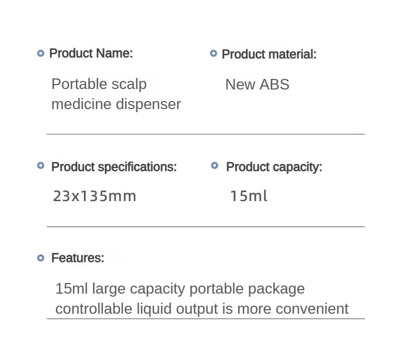Scalp Oil Applicator Comb, Refillable Manual Liquid Dispenser with 6ml and 15ml Color-Labeled Options for Adult Cosmetic Hair and Scalp Care Routines