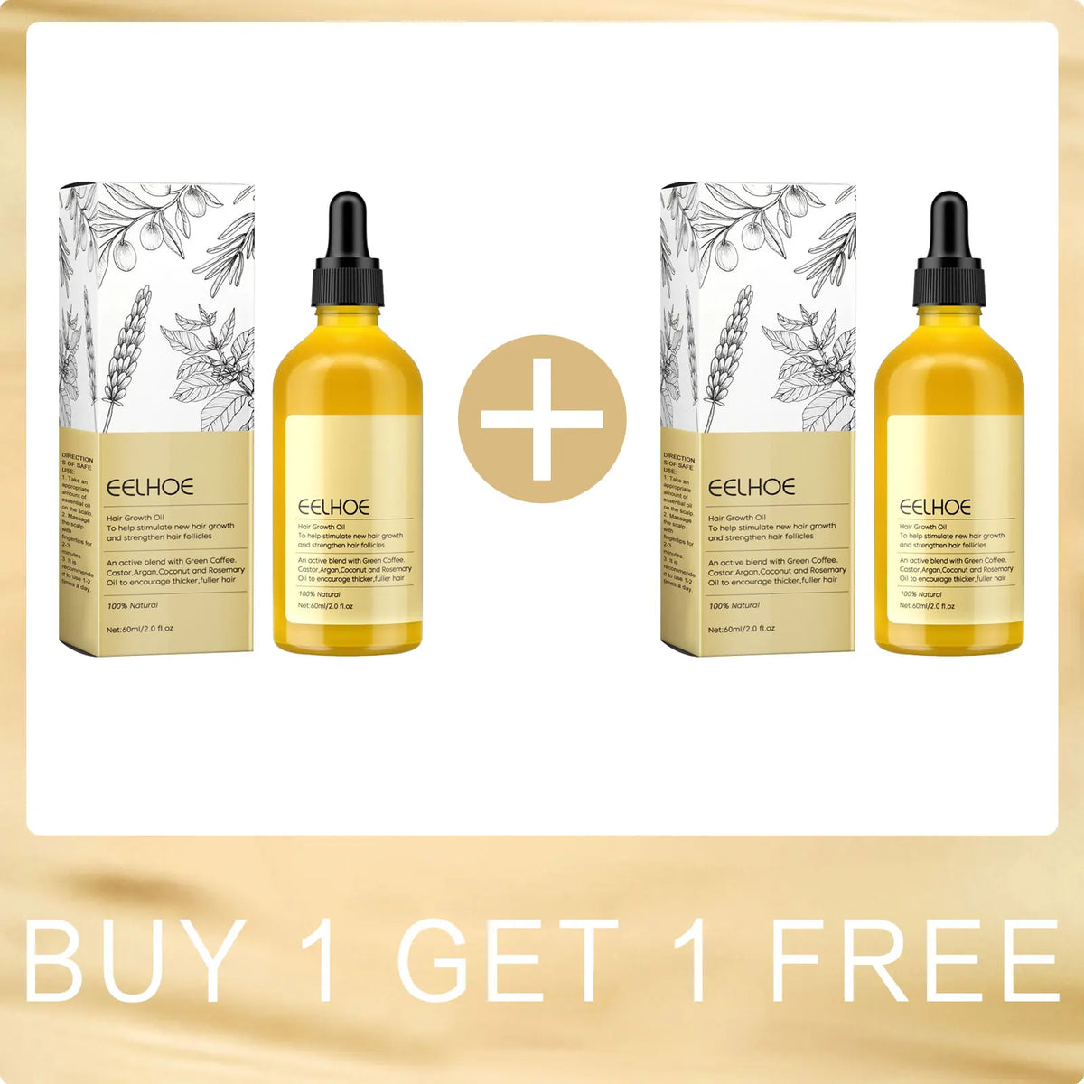 Rosemary Cosmetic Hair Oil by EELHOE with 60ml Boxed Selection, Hair and Scalp Grooming Oil for Label-Guided Home Care Routines with Additional Pack Options