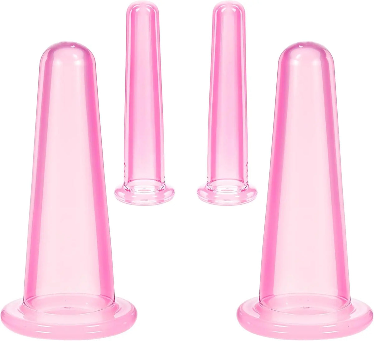 Facial Cupping Set with Four Listed Silicone Vacuum Cups, Pink or White Options for Adult Face Massage and At-Home Personal Care Routines
