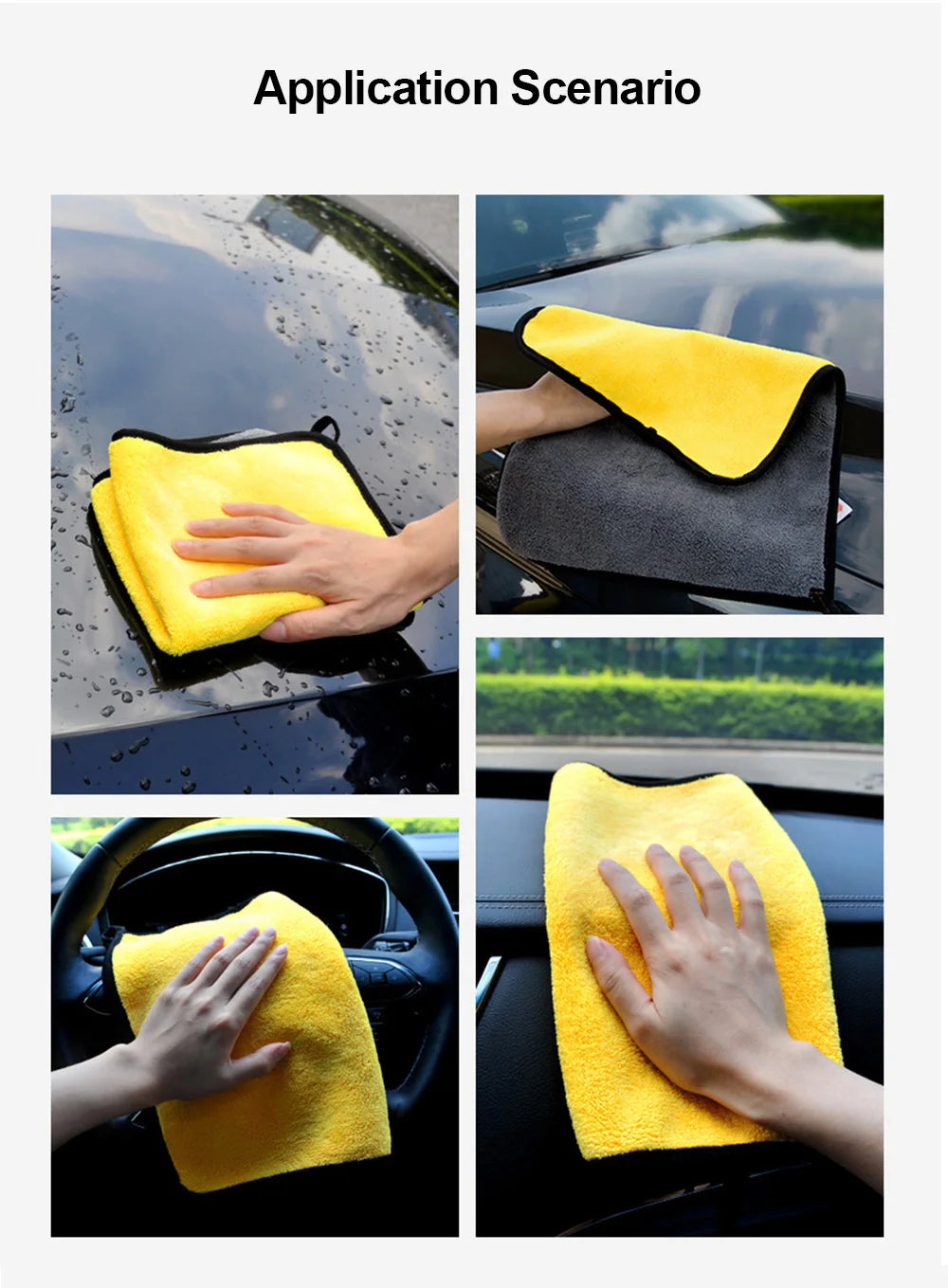 Car Detailing Microfiber Towels in Yellow, Soft Absorbent Polyester Cleaning Cloths with T054 and T056 Options in 1, 3 or 5 Pieces for Vehicle and Window Care