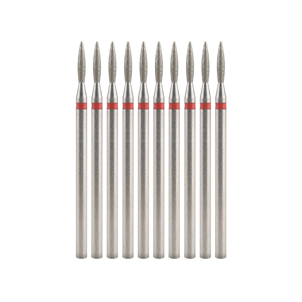 Diamond Nail Drill Bits, Listed 10-Piece Milling Accessories with 2.35mm Shanks, A-Series and Grade-Labeled Options for Professional Electric Manicure Filing
