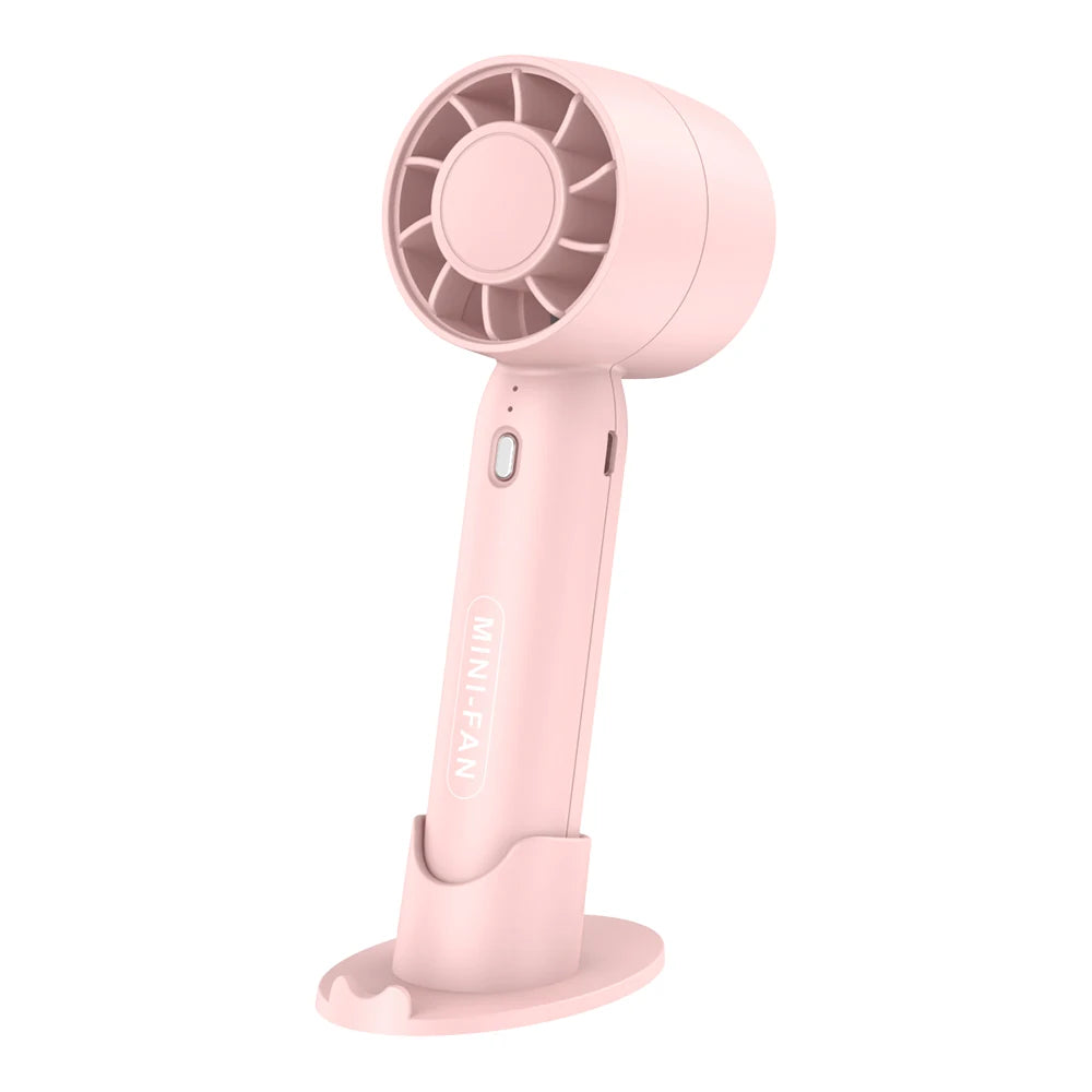 T10 Turbo Handheld Fan with USB Charging and Desktop Stand Reference, Portable Personal Airflow Fan for Desk Breaks and Travel in Blue, Pink or White